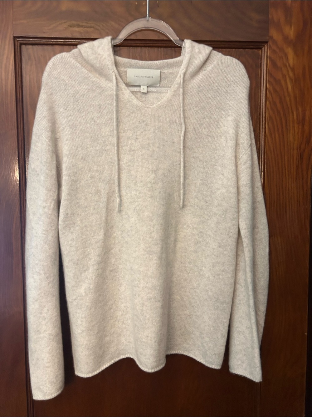 Brochu Walker - Cashmere Seamless Hoodie Knit Sweater Ivory Cream Small - Picture 6 of 11